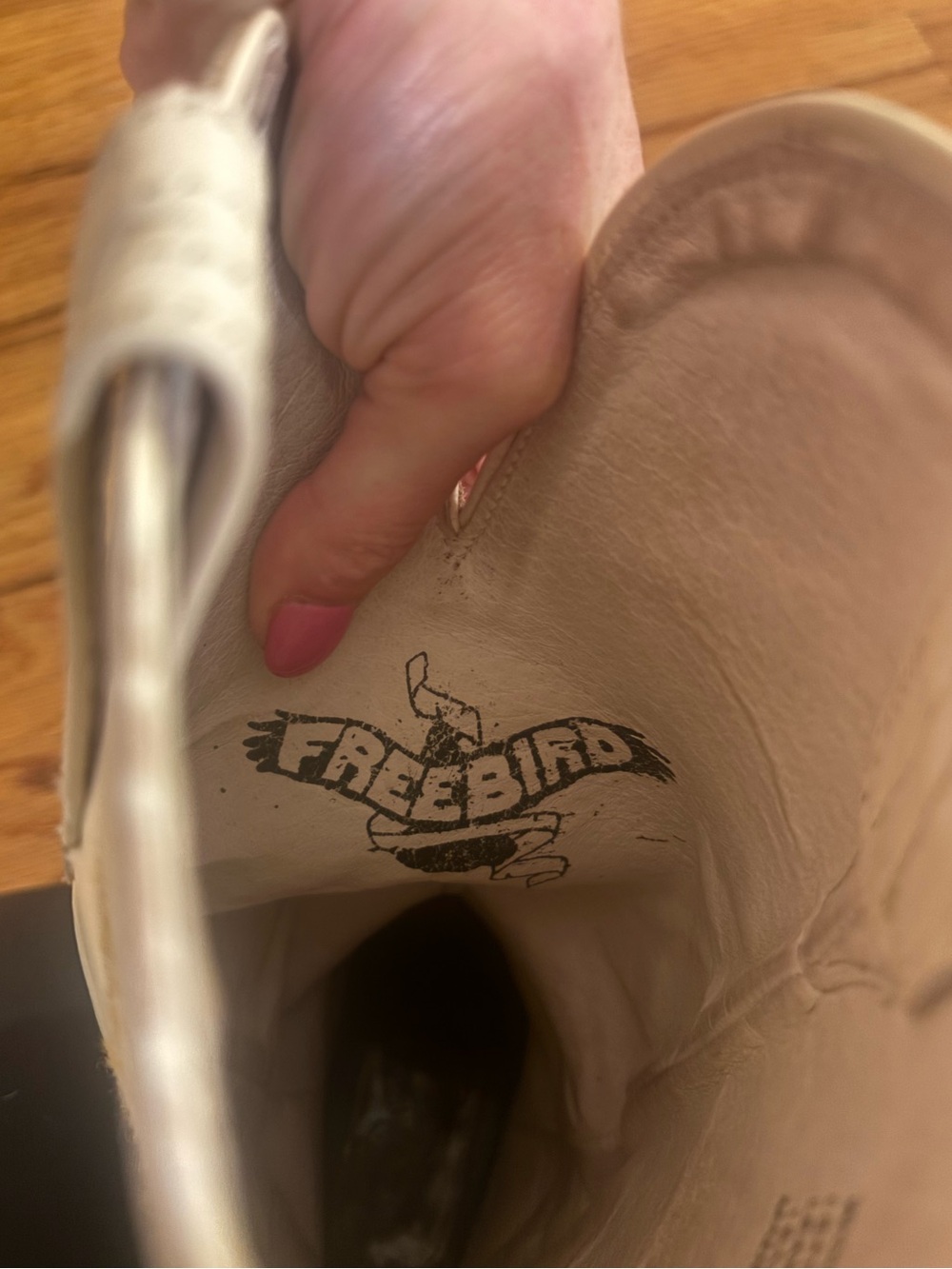 Freebird woodland wheat ostrich Cream and Brown Heeled Boots 2” size 7 - Picture 7 of 14